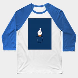 White Ice Cream Cone in Pocket Baseball T-Shirt